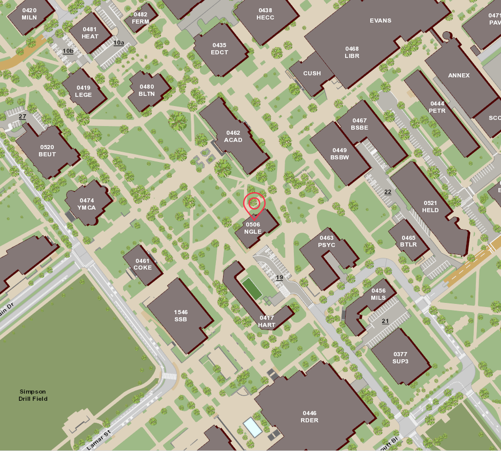 Image of map of Nagle Hall on TAMU Campus