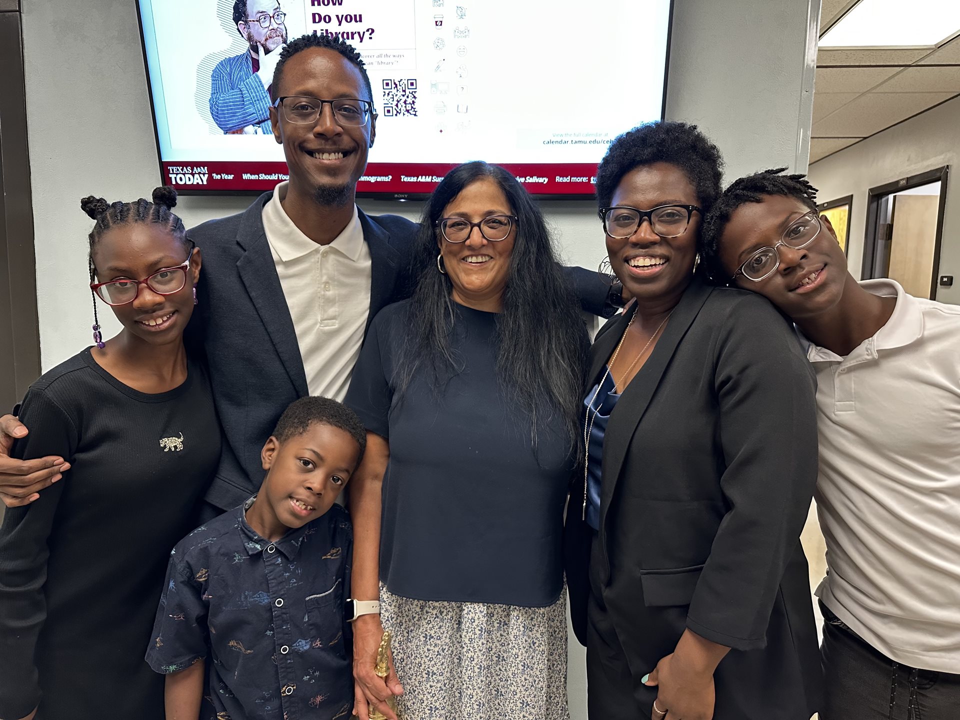 The Harmon family with Dr. Radhika Viruru